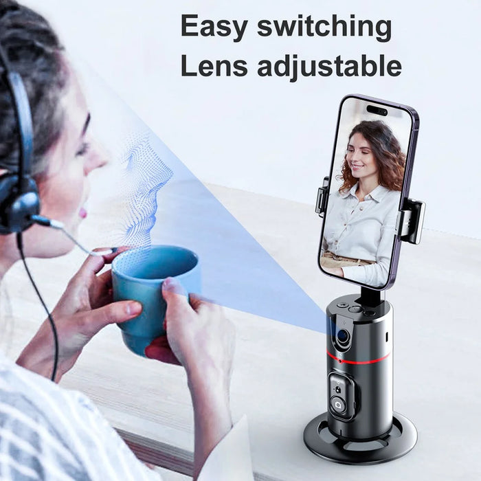 P02 Desktop Live Streaming Gimbal Camera Panoramic Follow Stand 360-Degree AI Face Recognition Stabilizer - 4