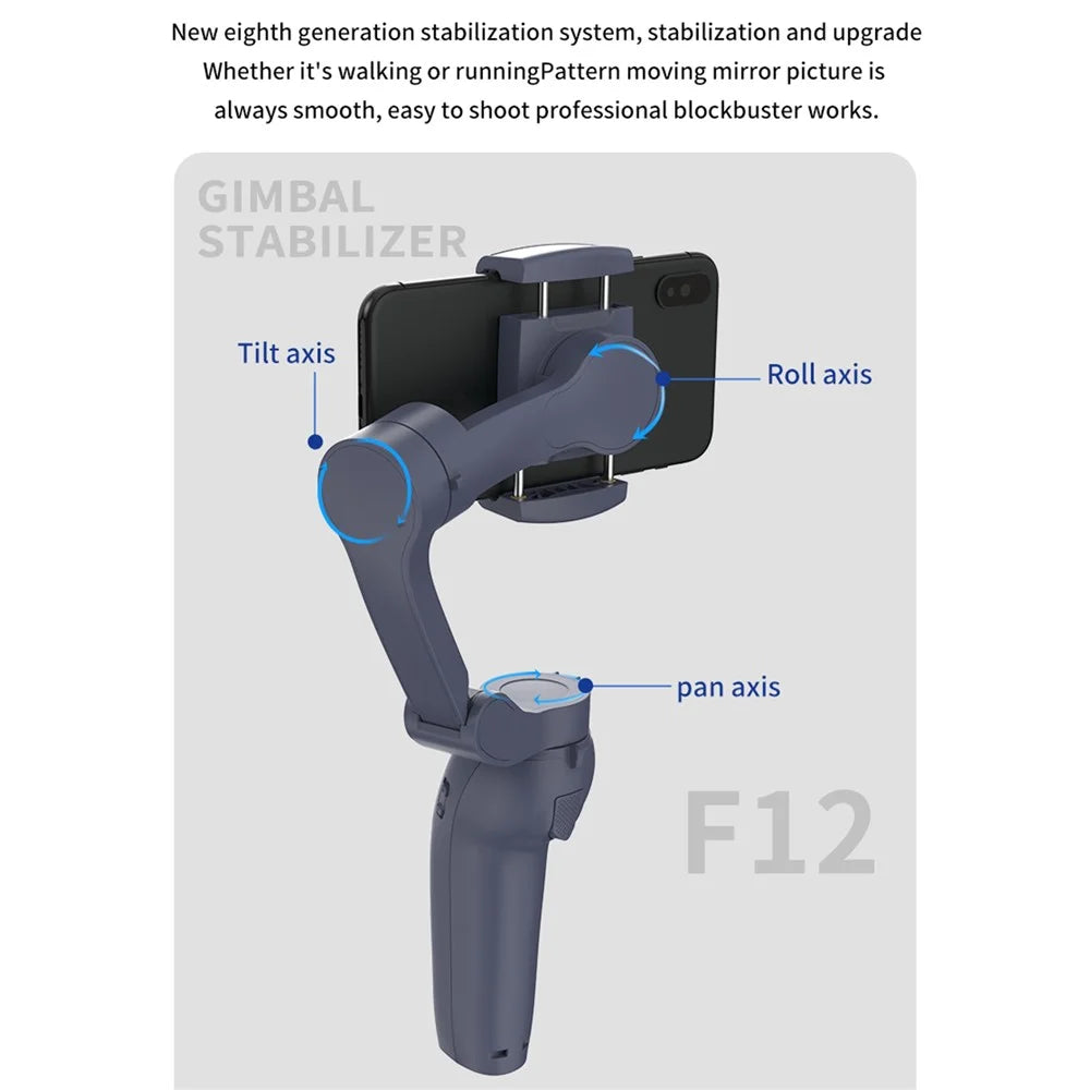 F12 Anti-shake Gimbal Phone Holder Live Streaming Stabilizer with AI Face Tracking Module + Fill Light - 3
