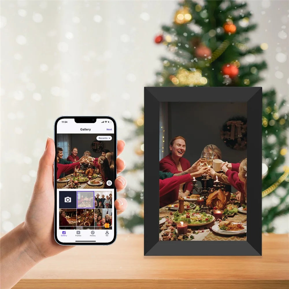 HY1001 1+32GB Smart WiFi Digital Photo Frame 10.1 Inch HD Touch Screen App Control, EU Plug - Black - 2