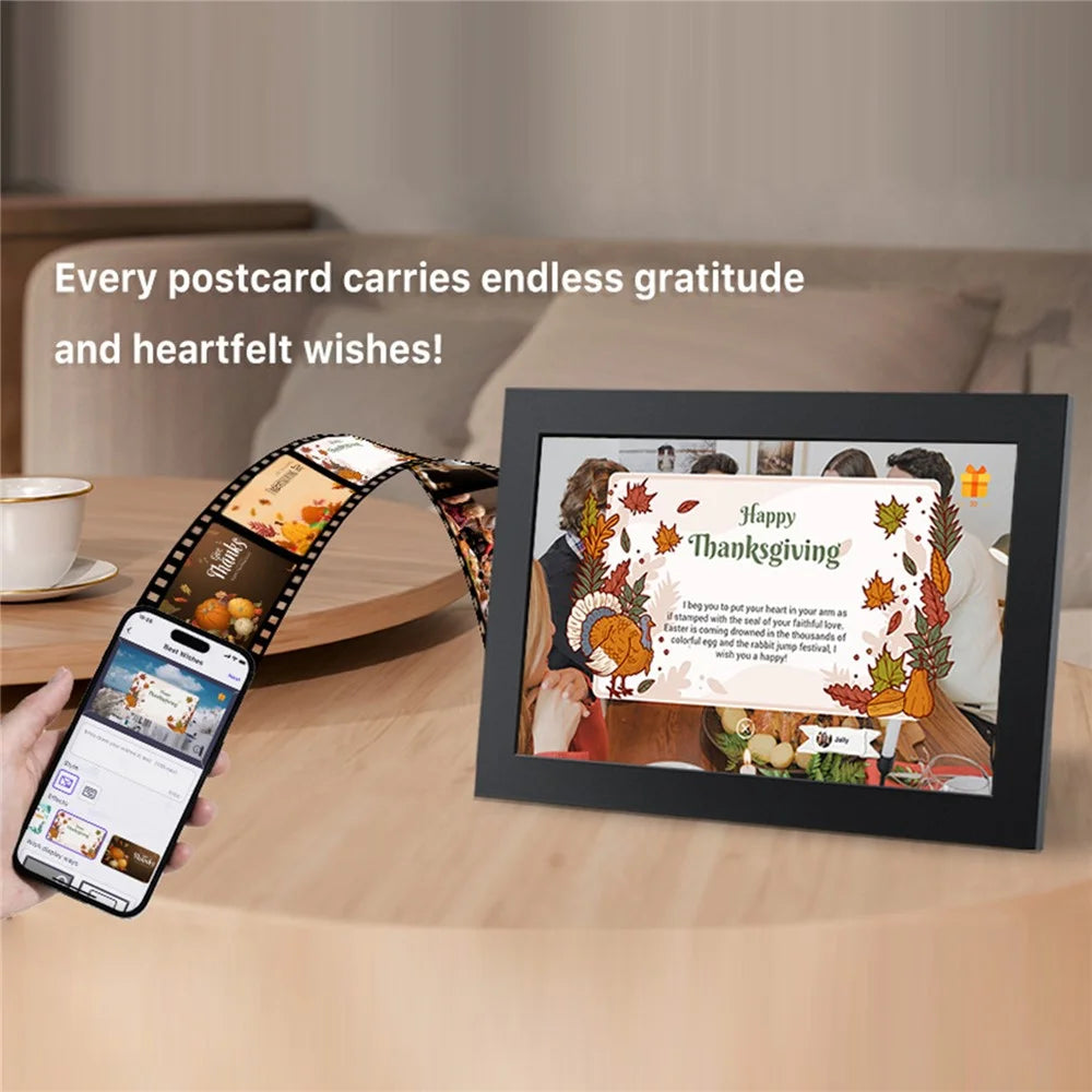 HY1001 1+32GB Smart WiFi Digital Photo Frame 10.1 Inch HD Touch Screen App Control, EU Plug - Black - 4
