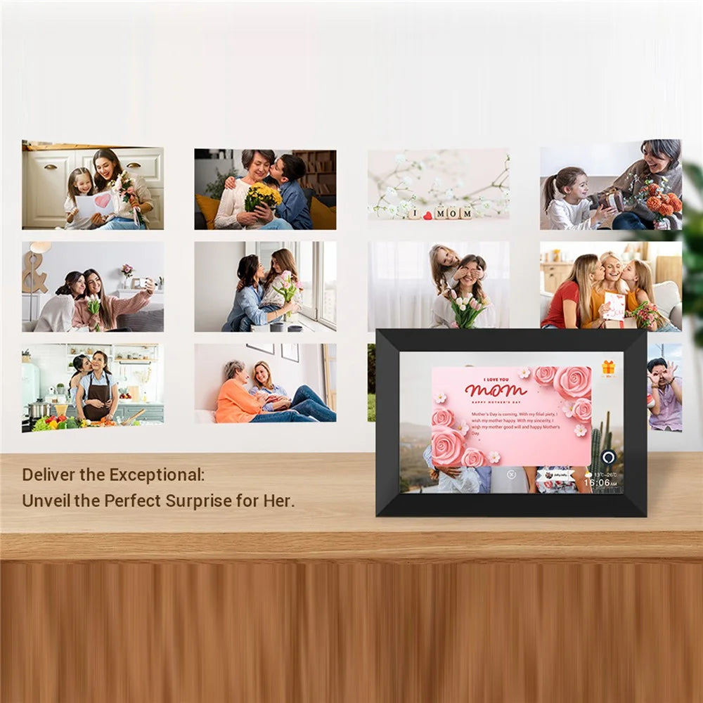 HY1001 1+32GB Smart WiFi Digital Photo Frame 10.1 Inch HD Touch Screen App Control, EU Plug - Black - 5