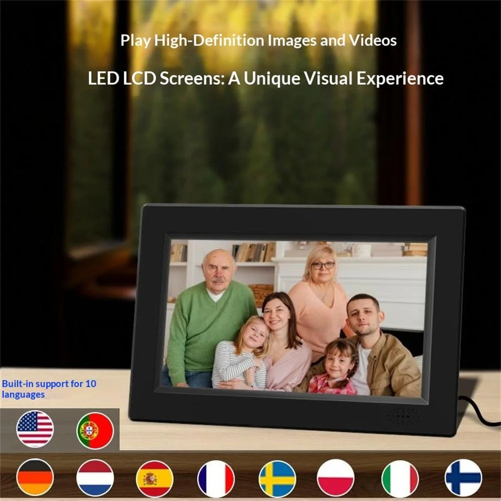8001 8 Inch Digital Clock Photo Frame Calendar 12 Alarms Medicine Reminder 4 Color Display for Seniors, EU Plug - Black - 5