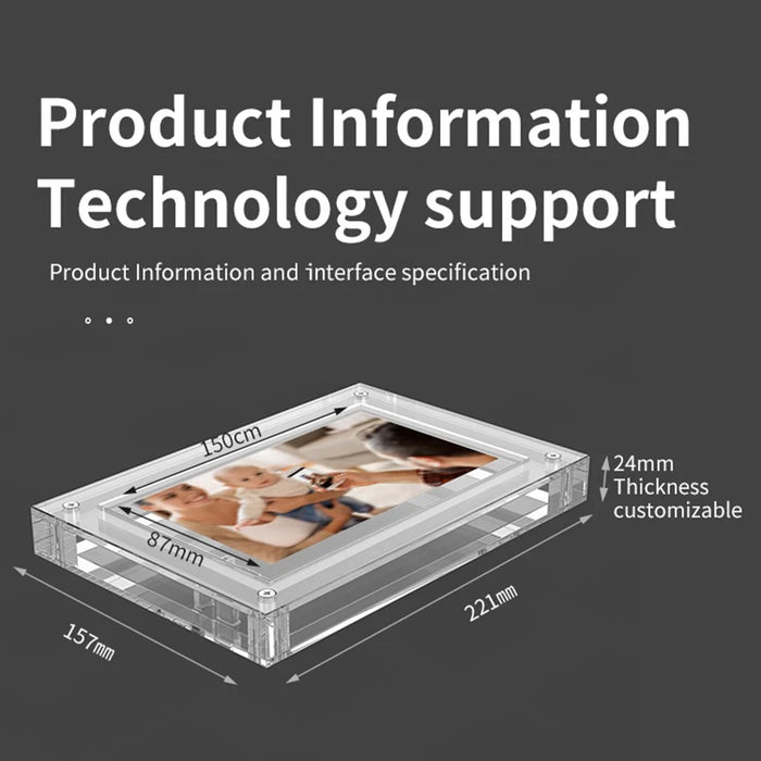 7-inch Digital Photo Frame Transparent Acrylic 600x1024 Video Picture Display Screen with 1G Memory - US Plug - 5