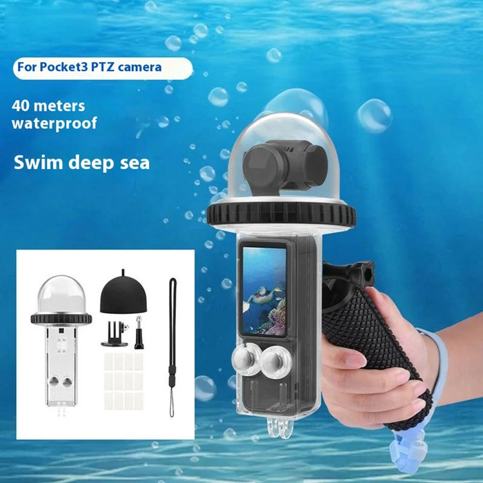 BRDRC Waterproof Case for DJI Osmo Pocket 3 40m Underwater Diving Action Camera Protector - Transparent - 3
