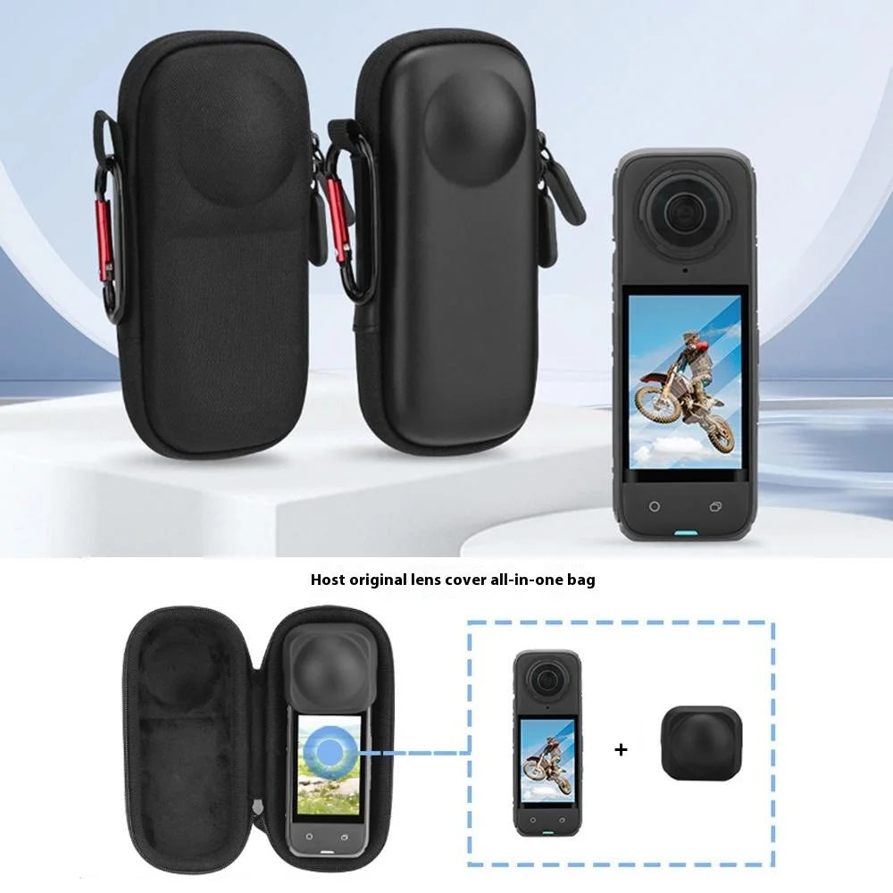 BRDRC For Insta360 X5 / Insta360 X4 Action Camera Drop-Proof Storage Case Portable Protective Bag, Support Lens Cover - PU Material - 2