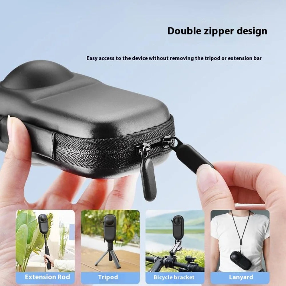 BRDRC For Insta360 X5 / Insta360 X4 Action Camera Drop-Proof Storage Case Portable Protective Bag, Support Lens Cover - PU Material - 4