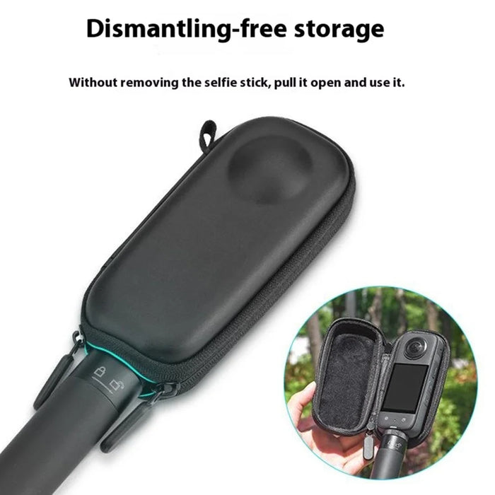 BRDRC For Insta360 X3 / One X2 / One X Action Camera Storage Case PU Protective Bag - Black - 6