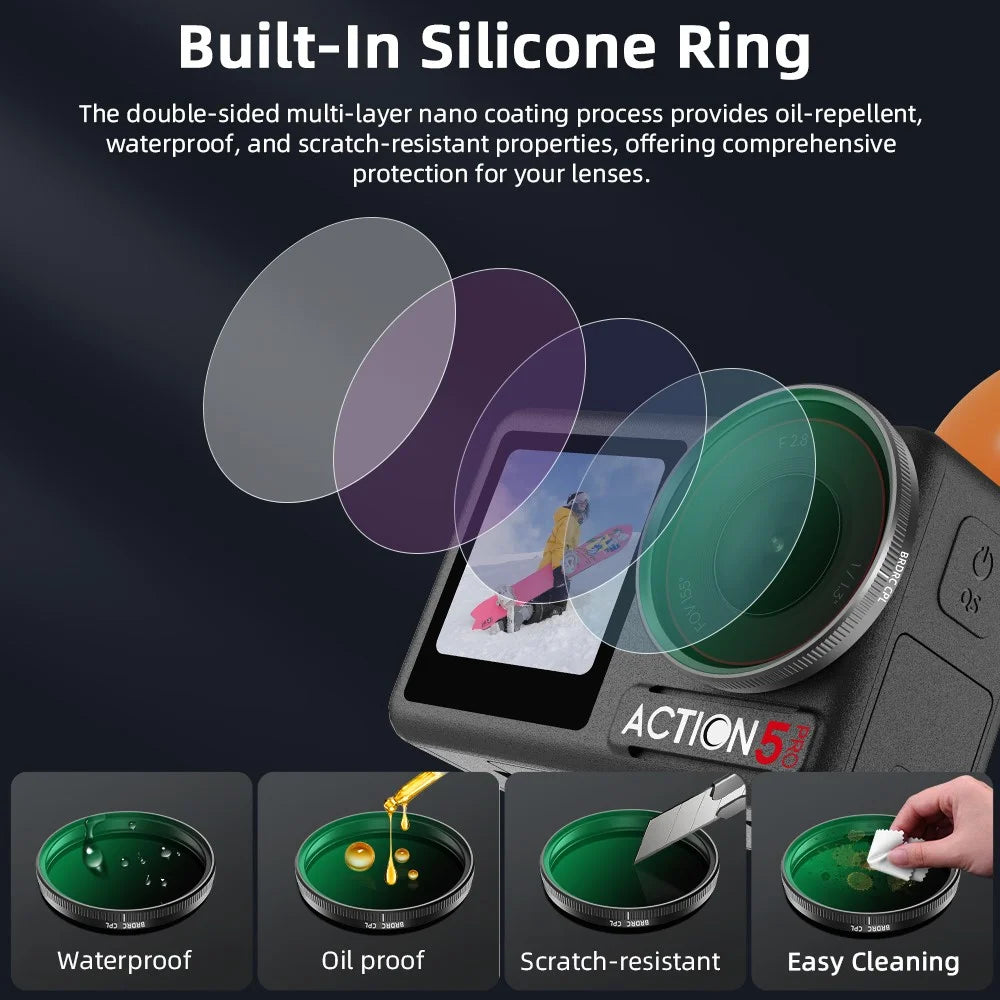 BRDRC CPL+ND16+ND32+ND64 Filter Kit for DJI Osmo Action 5 Pro / 4 / 3 Sports Camera Filters - 4