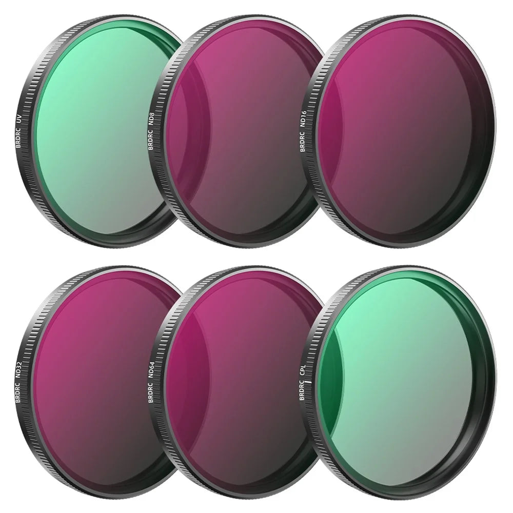 BRDRC 6Pcs Filters for DJI Osmo Action 5 Pro / 4  / 3 UV+CPL+ND8+ND16+ND32+ND64 Filters Set - 1