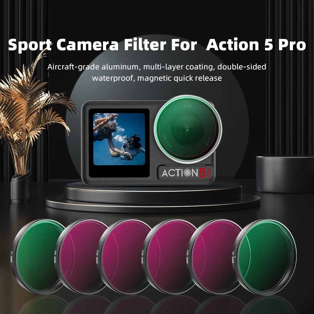 BRDRC 6Pcs Filters for DJI Osmo Action 5 Pro / 4  / 3 UV+CPL+ND8+ND16+ND32+ND64 Filters Set - 2