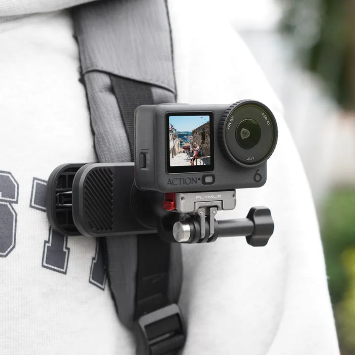 FLYMILE For DJI Osmo Action 6  /  Nano Magnetic Quick Release Mount 360° Rotating Aluminum Alloy Base Dual Port Design - Gunmetal - 3