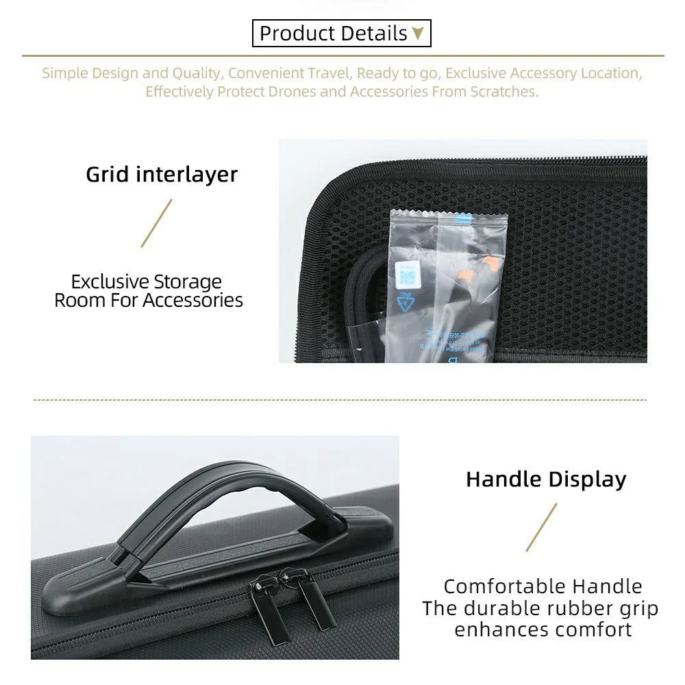 For DJI Lito 1 / Lito X1 Drone Carrying Case PU Portable Storage Bag Hard Shell Protective Cover - Black - 7