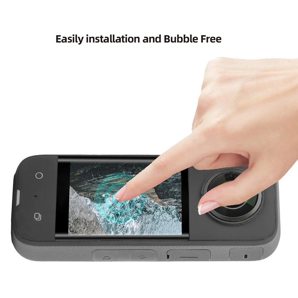 SUNNYLIFE IST-BHM499 2 Sets HD Clear Camera Screen Protector Kit for Insta360 X3, Anti-explosion Curved Design Full Covering Tempered Glass Screen Film - 4