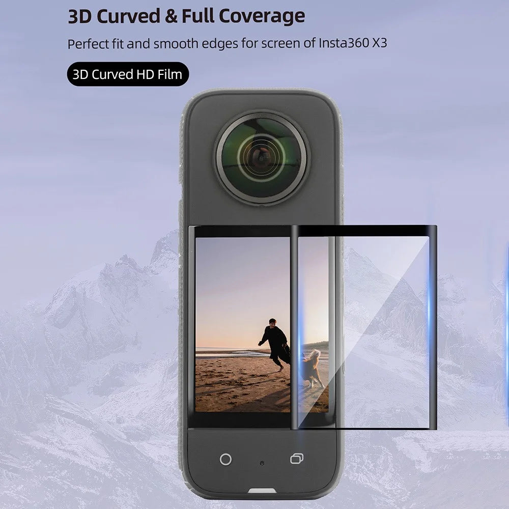 SUNNYLIFE IST-BHM498 1 Set Camera Screen Protector Kit for Insta360 X3, HD Clear Curved Design Full Covering Tempered Glass Screen Film - 5
