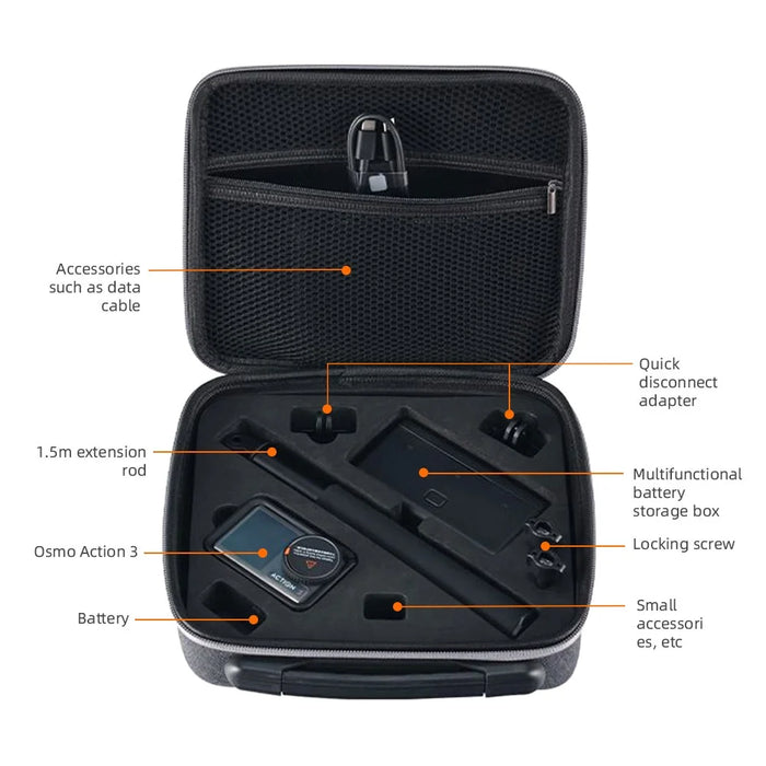 BRDRC DJI-9518 For DJI Osmo Action 3 Portable Travel Handbag Shockproof Storage Bag Carrying Case - 6