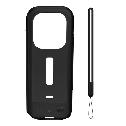 BRDRC Silicone Case for Insta360 X3 Panoramic Camera Anti-scratch Protective Cover with Strap - Black - 1