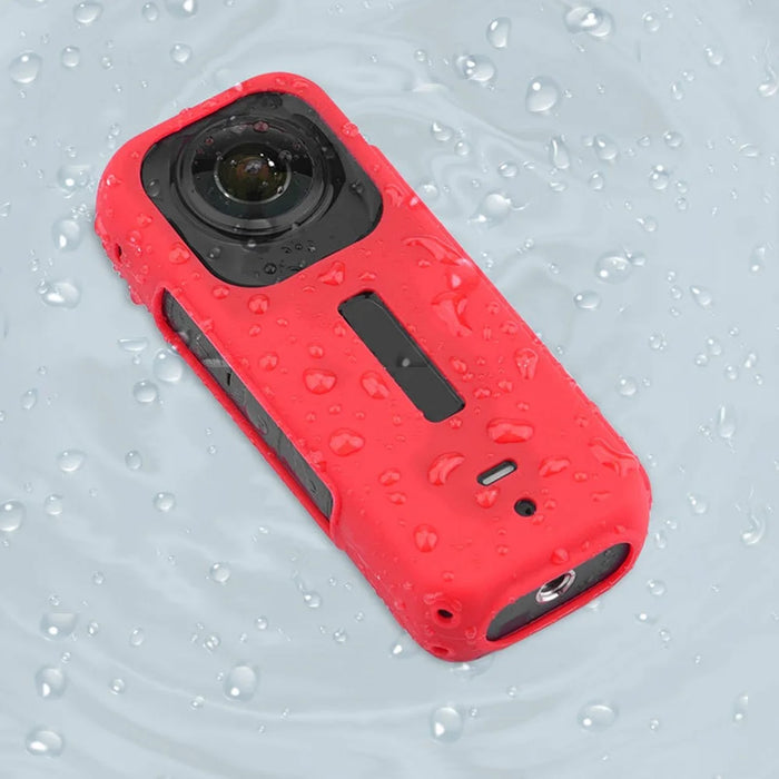BRDRC Silicone Case for Insta360 X3 Panoramic Camera Anti-scratch Protective Cover with Strap - Black - 6
