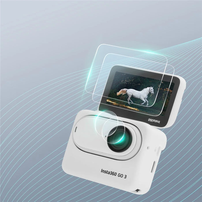 SUNNYLIFE 1Pc For Insta360 GO 3 Action Camera Tempered Glass 9H Hardness Lens Film + Screen Protector Set - 3