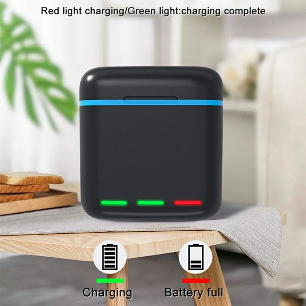3-Channel USB Battery Charger for GoPro Hero 13 Battery Charging Case TF Card Storage Box - Black - 4