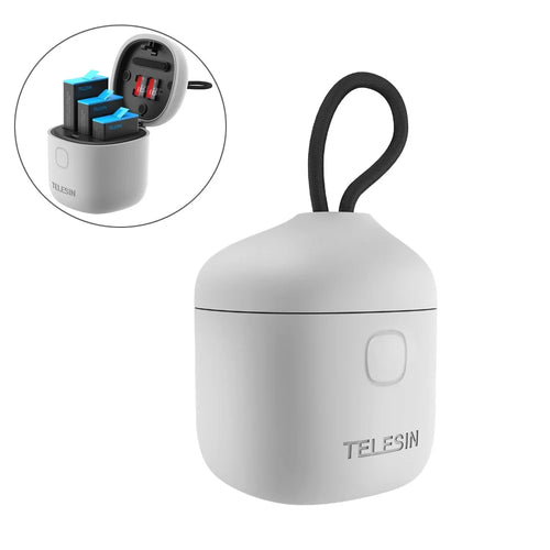 TELESIN GP-BTR-904-GY 3 Slots Battery Charger Storage Box TF Card Reader Case for GoPro Hero 9 - 1