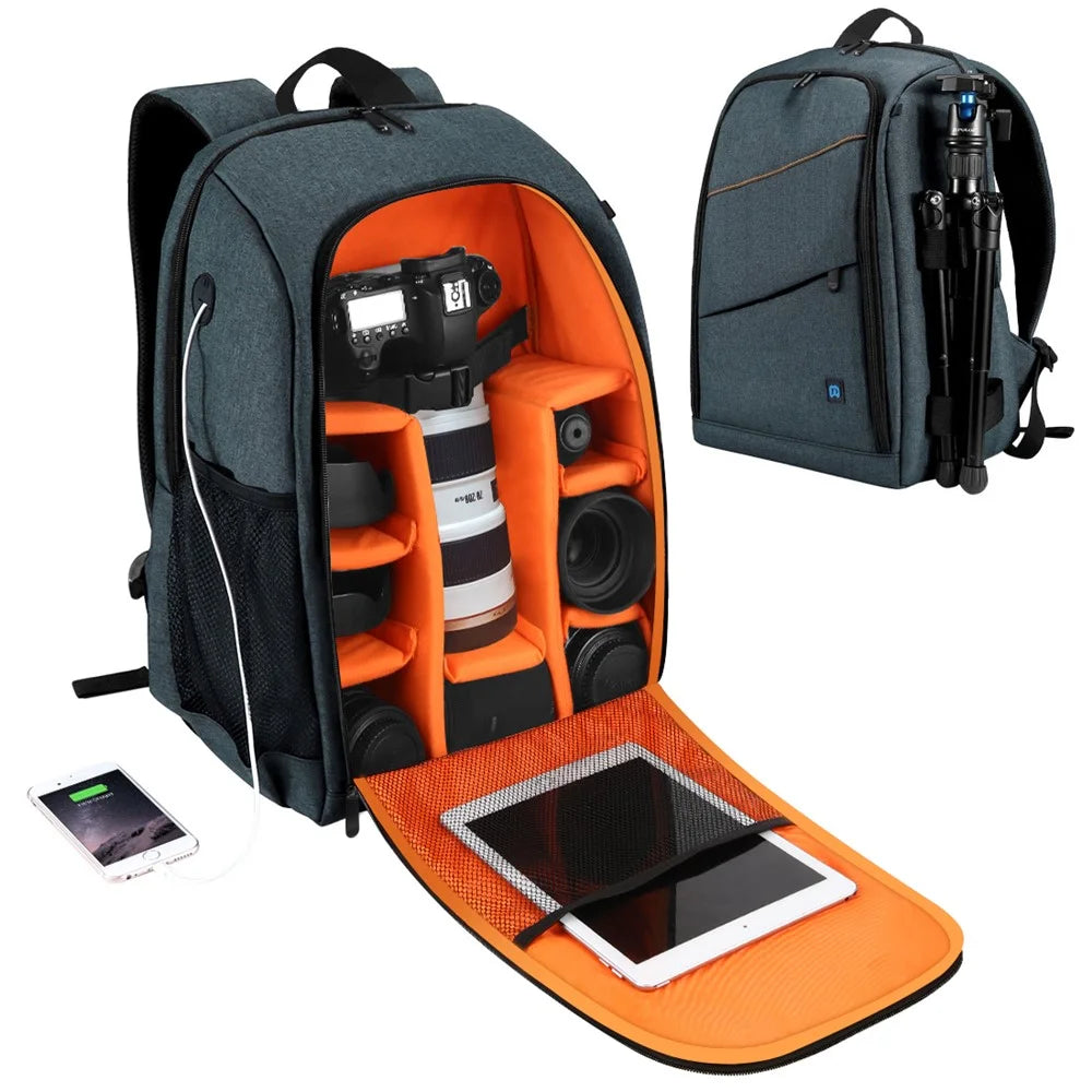 PULUZ PU5011 Portable Waterproof Scratch-proof Backpack Camera Carrying Bag - Grey - 1