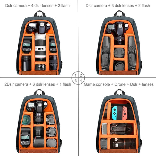 PULUZ PU5011 Portable Waterproof Scratch-proof Backpack Camera Carrying Bag - Grey - 2