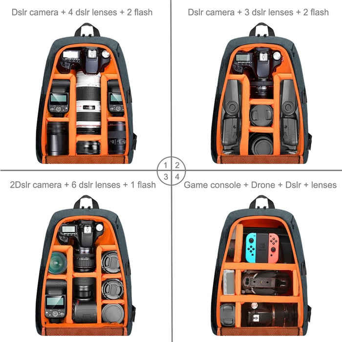 PULUZ PU5011 Portable Waterproof Scratch-proof Backpack Camera Carrying Bag - Grey - 2