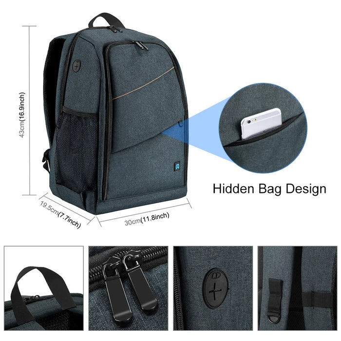 PULUZ PU5011 Portable Waterproof Scratch-proof Backpack Camera Carrying Bag - Grey - 3