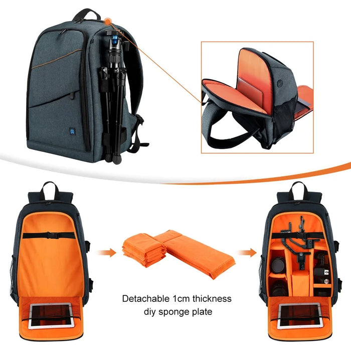 PULUZ PU5011 Portable Waterproof Scratch-proof Backpack Camera Carrying Bag - Grey - 5