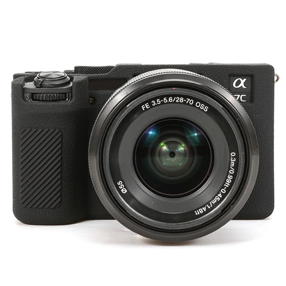 For Sony A7C II / A7CR Textured Case Anti-Scratch Silicone Cover Camera Sleeve - Black - 1