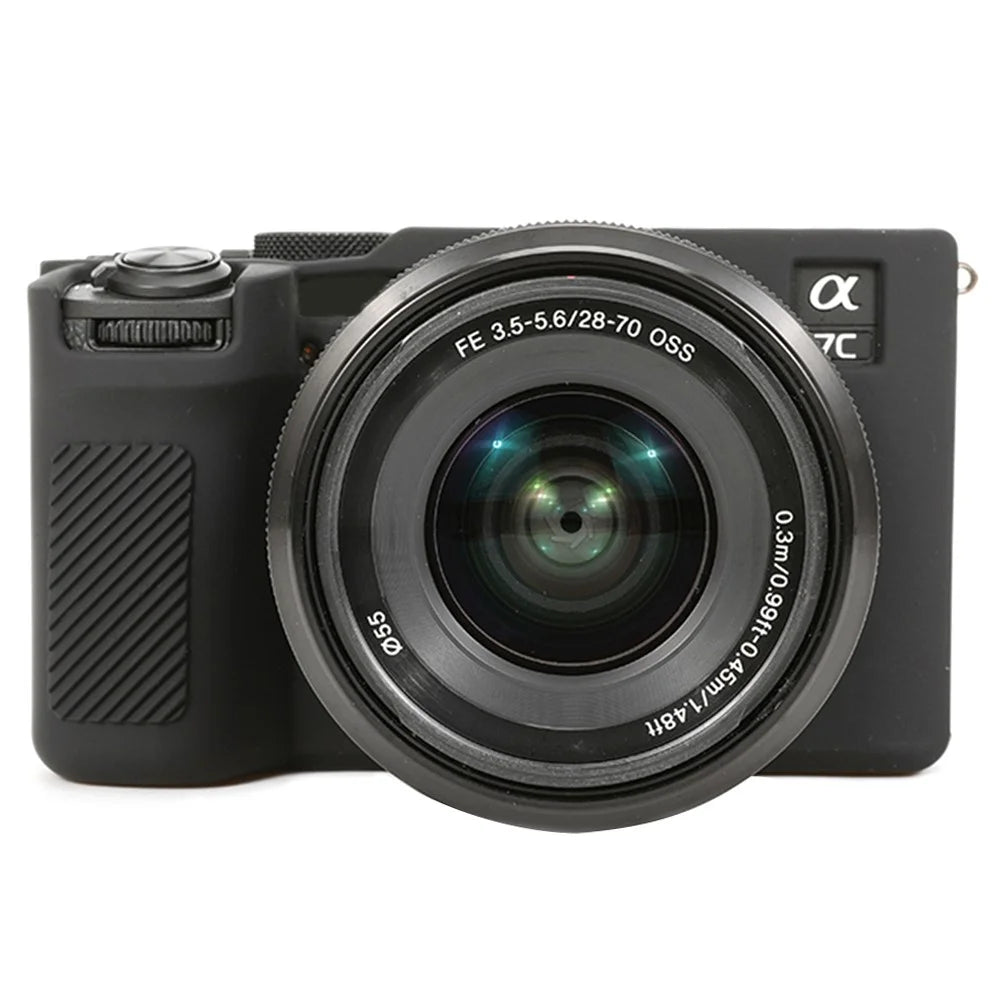 For Sony A7C II / A7CR Anti-Drop Camera Cover Glossy Silicone Protective Case - Black - 1