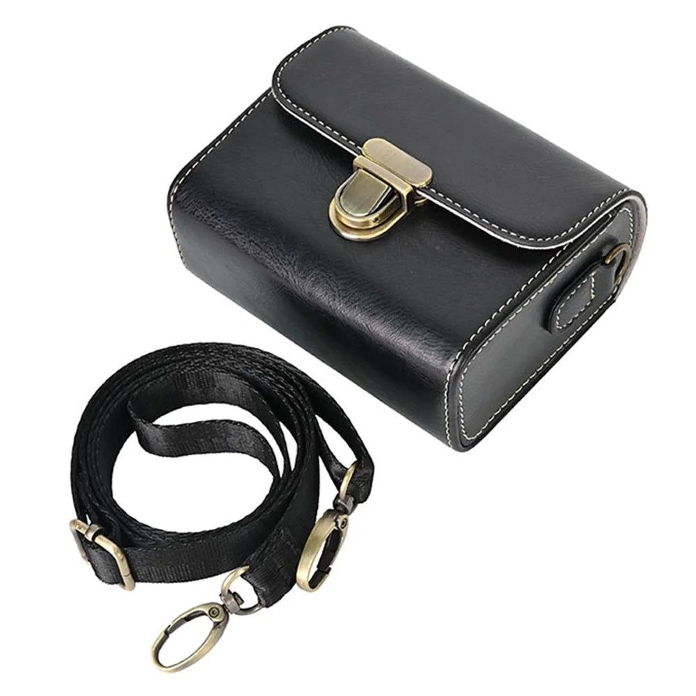Carrying Case for Canon / Ricoh / Sony Camera Universal PU Leather Shoulder Bag - Black - 1