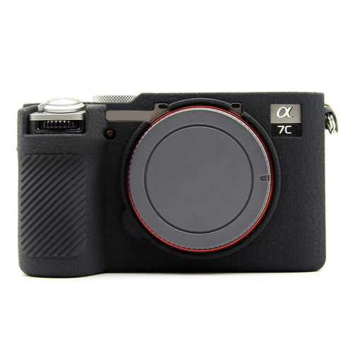 For Sony A7CR / A7C II Litchi Texture Silicone Protective Case Anti-Collision Camera Cover - Black - 1