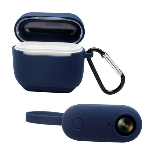 For Insta360 GO Anti-drop Camera Protective Cover Soft Silicone Case with Charging Case Silicone Cover and Carabiner - Midnight Blue - 1