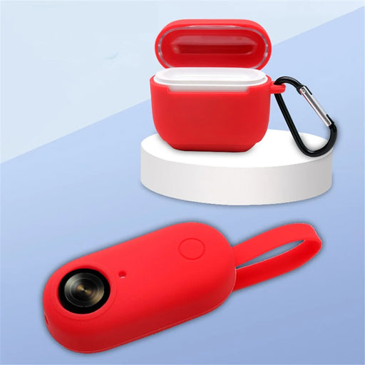 For Insta360 GO Anti-drop Camera Protective Cover Soft Silicone Case with Charging Case Silicone Cover and Carabiner - Midnight Blue - 2