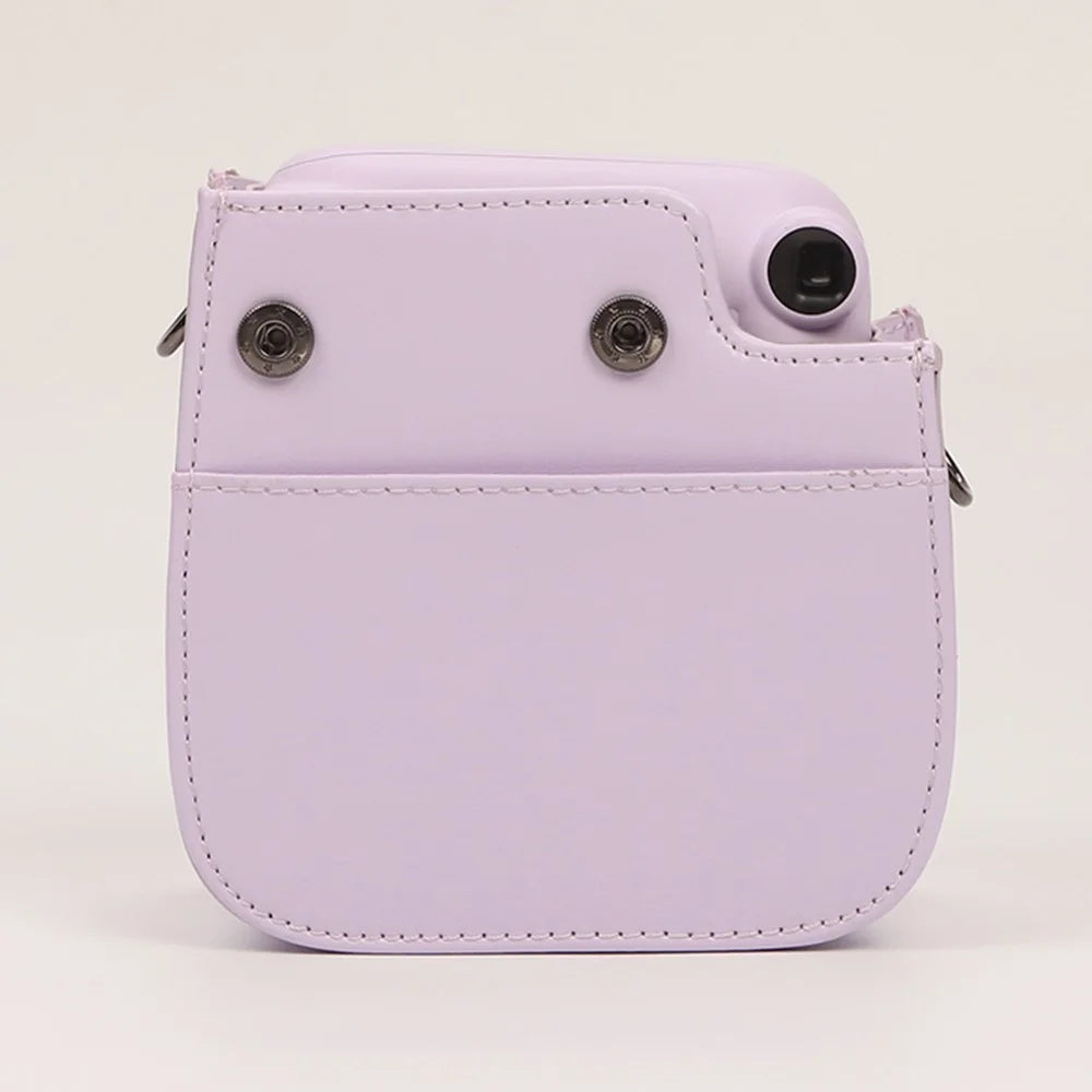 Instant Camera Case for Fujifilm Instax Mini 12 / Mini 11 / Mini 9 / Mini 8 Retro Leather Bag with Shoulder Strap - Light Purple - 5