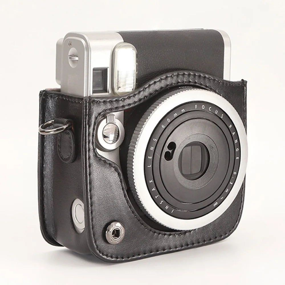 Camera Case for Fujifilm Instax Mini 90 Film Camera Protective Vintage Bag with Adjustable Strap - Black - 3