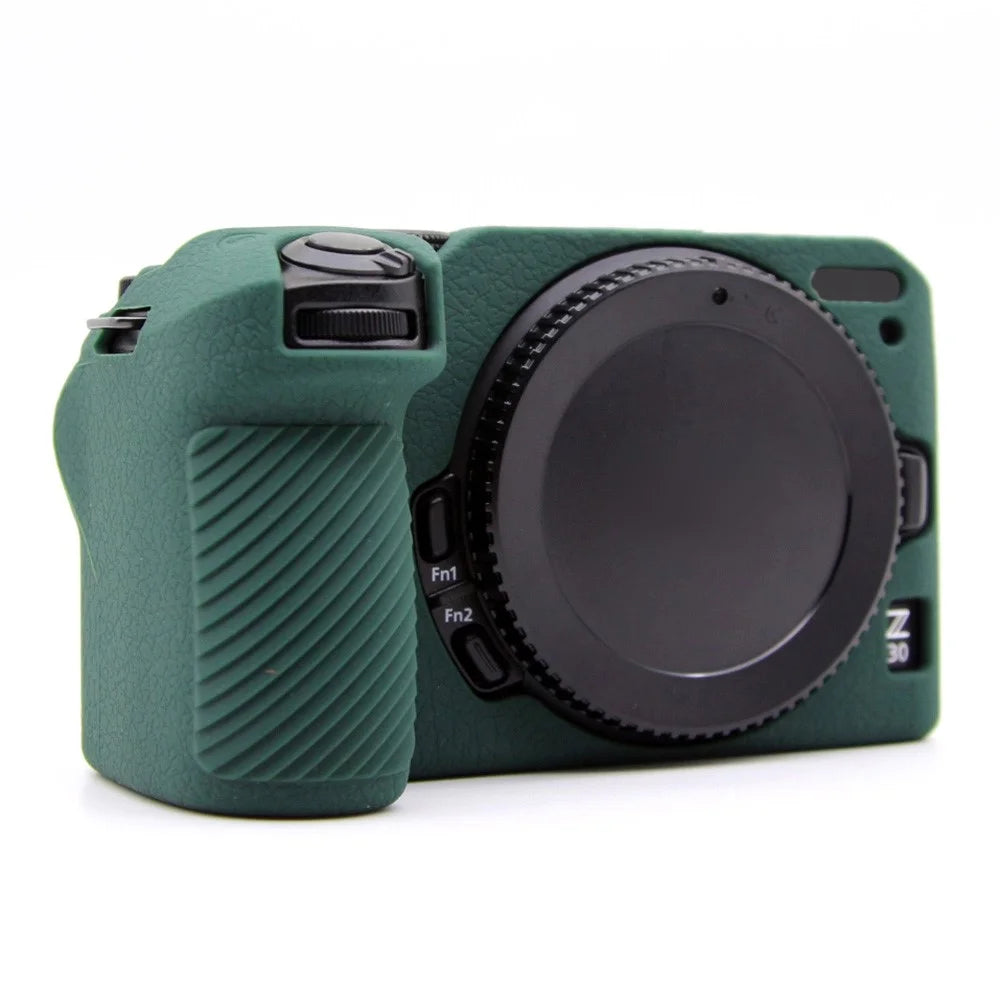 For Nikon Z 30 Litchi Texture Silicone Protective Case Anti-Collision Camera Cover - Blackish Green - 3