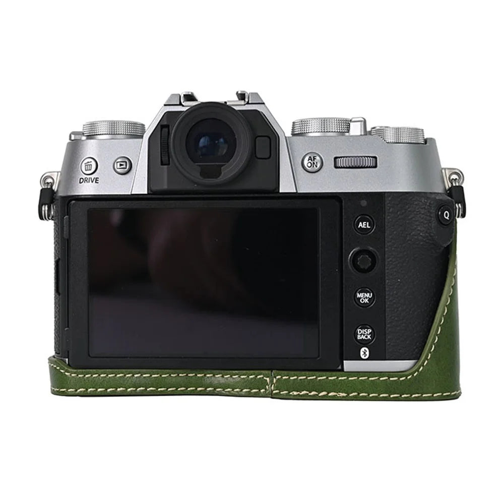 For Fujifilm X-T50 PU Leather Half Case Grip Digital Camera Bag Cover with Opening Bottom - Green - 3