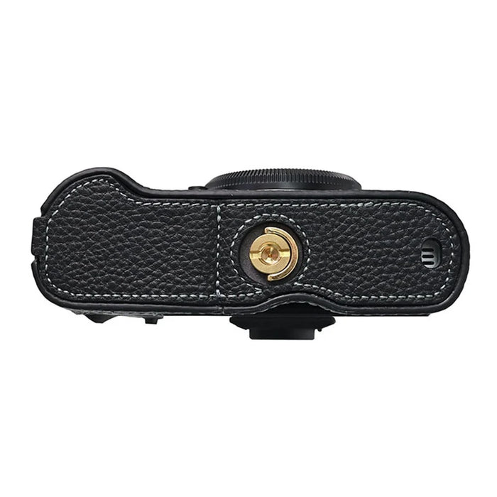 For Fujifilm X-T50 Camera Bottom Cover Case Large Opening Design Genuine Cow Leather Protector - Black - 4