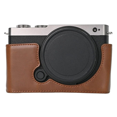 For Panasonic Lumix S9 Camera Case PU Leather Half Cover with Battery Opening Bottom - Coffee - 1