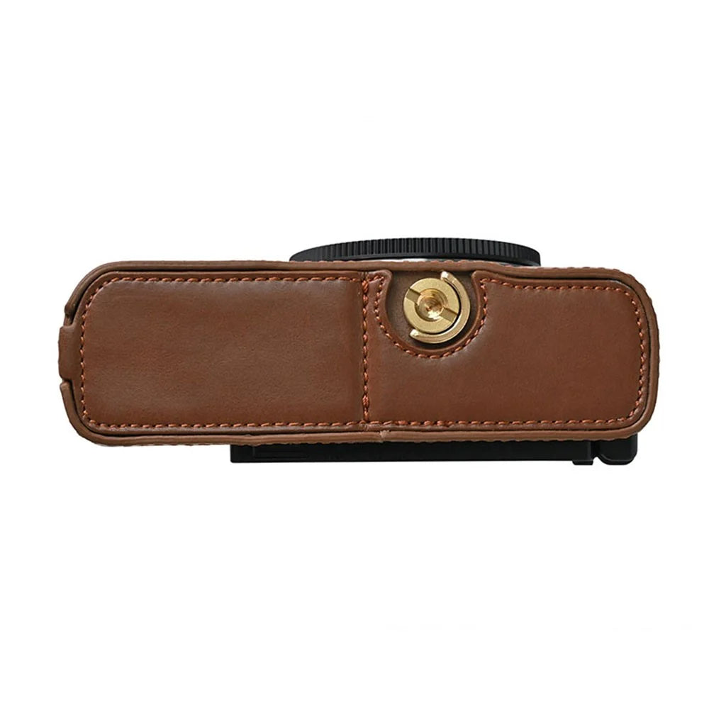 For Panasonic Lumix S9 Camera Case PU Leather Half Cover with Battery Opening Bottom - Coffee - 5