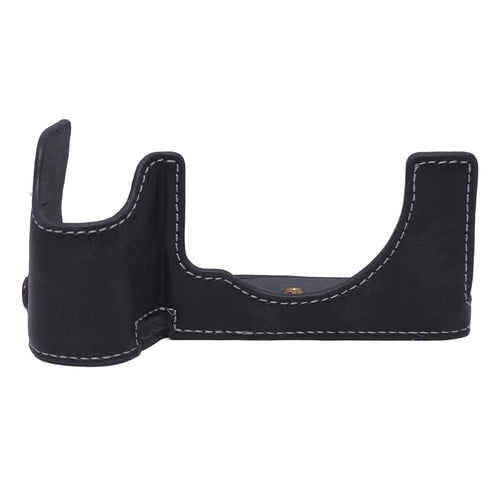 For Sony A7C II PU Leather Camera Bottom Cover Half Body Case with Screw - Black - 1
