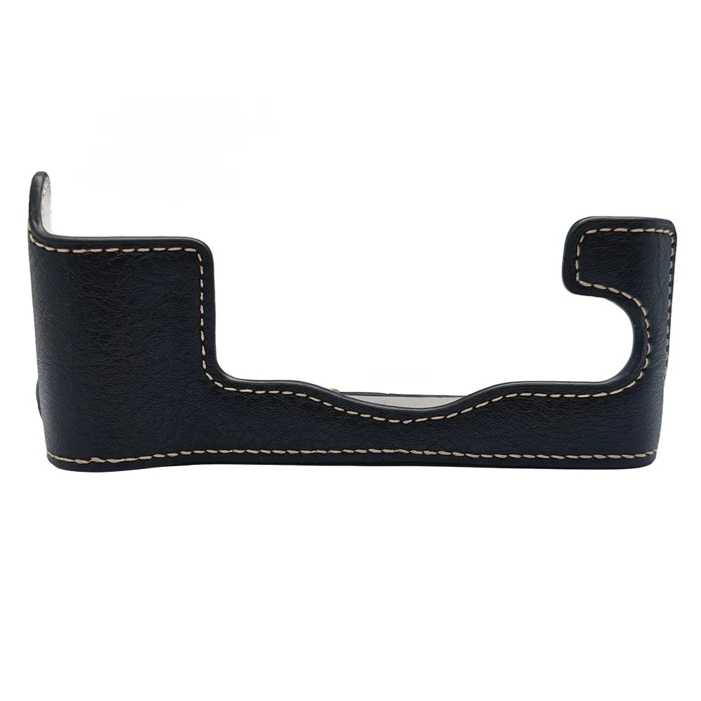 For Fujifilm X-T1 Bottom Case Buffalo Texture PU Leather Camera Protector with Battery Opening - Black - 1