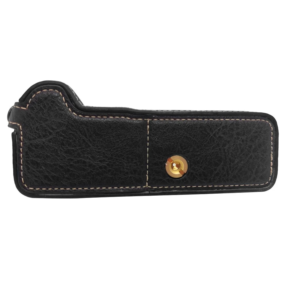 For Fujifilm X-T4 Vintage Leather Bottom Case Half Body Camera Cover with Battery Opening - Dark Coffee - 3