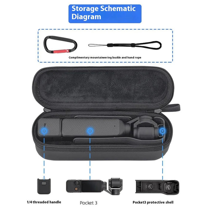 BRDRC For DJI Osmo Pocket 3 Carrying Bag PU Leather Portable Storage Case - Black - 3
