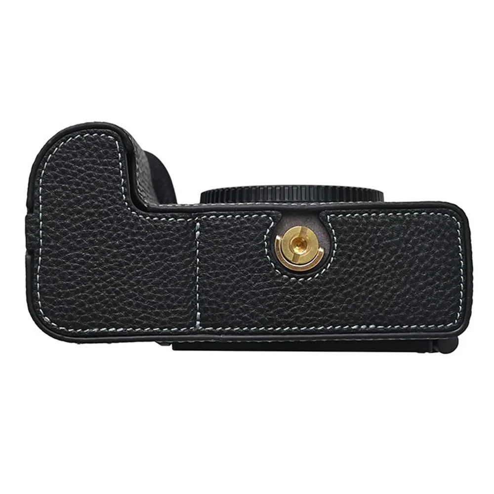 For Nikon Z6 III Camera Case Large Cutout Genuine Cow Leather Protective Cover - Black - 5