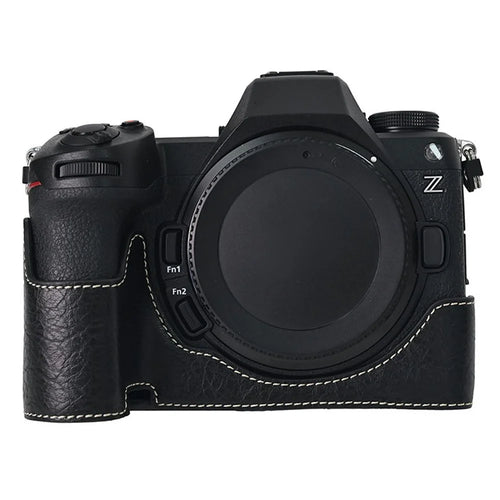 For Nikon Z6 III Camera Case Large Cutout Litchi Texture PU Leather Protective Cover - Black - 1