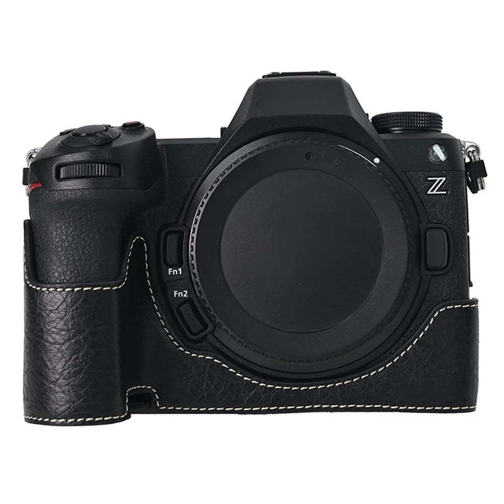 For Nikon Z6 III Camera Case Large Cutout Litchi Texture PU Leather Protective Cover - Black - 1