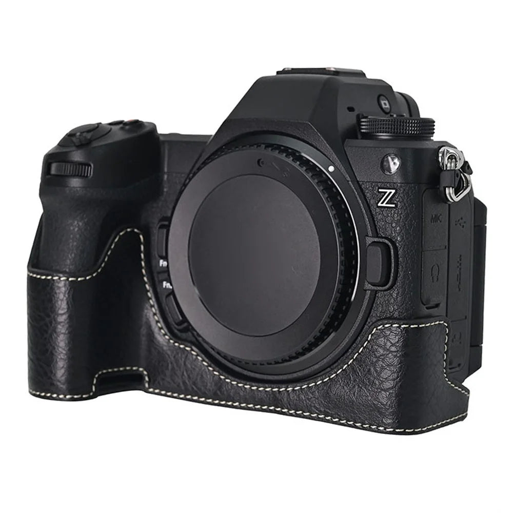 For Nikon Z6 III Camera Case with Shoulder Strap Large Cutout Litchi Texture PU Leather Protective Cover - Black - 3